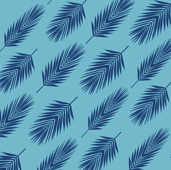 Palm leave background. Flat style. blue tones.