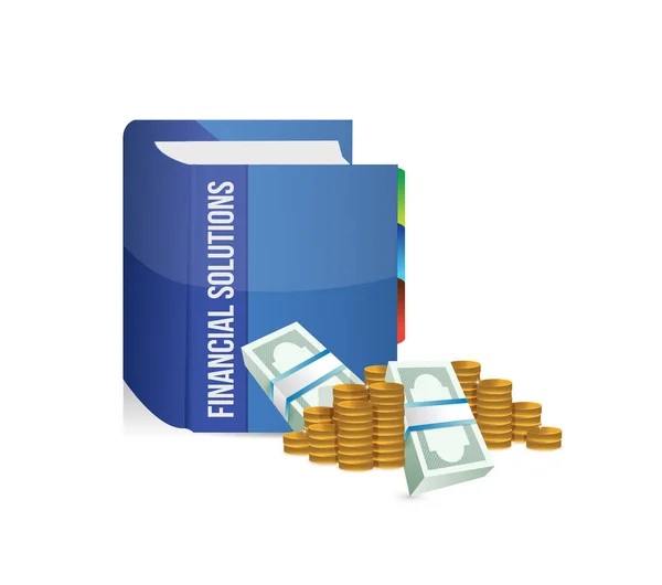Χρηματοοικονομικές λύσεις βιβλία υπογραφή εικόνα γραφικού σχεδιασμού — Φωτογραφία Αρχείου