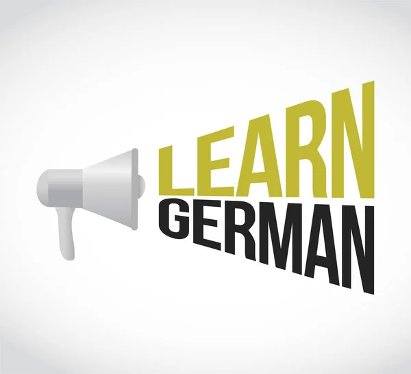 Learn german loudspeaker message sign illustration — Stock Photo, Image