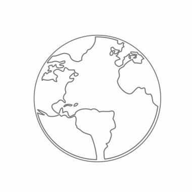 Dünya harita dünya küre vektör satır yukarı kabataslak Illustrator.