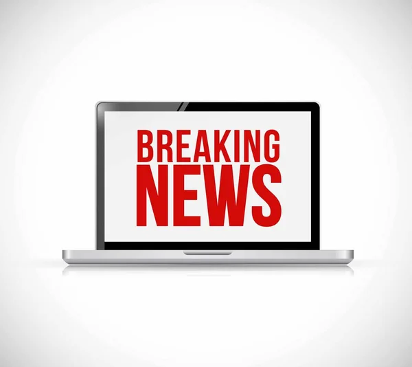 Breaking news sign on a computer screen Illustrator. — Stock Photo, Image