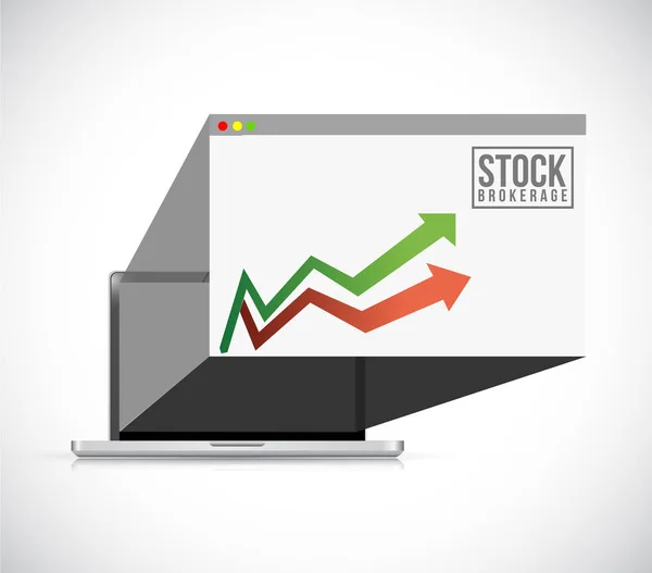 Aktienvermittlung Laptop Computer Hintergrund Illustrator. — Stockfoto