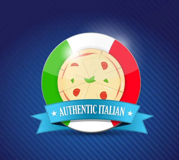 authentic Italian pizza and plate. design graphic.