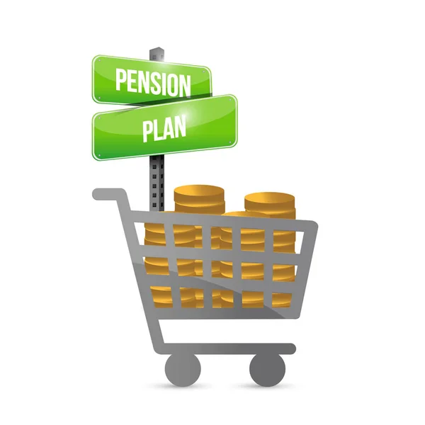 Pension plan cart with sign. — Stock Photo, Image