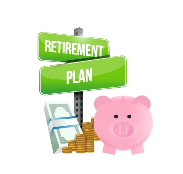 Plano de aposentadoria porco seguro e sinal de dinheiro . — Fotografia de Stock