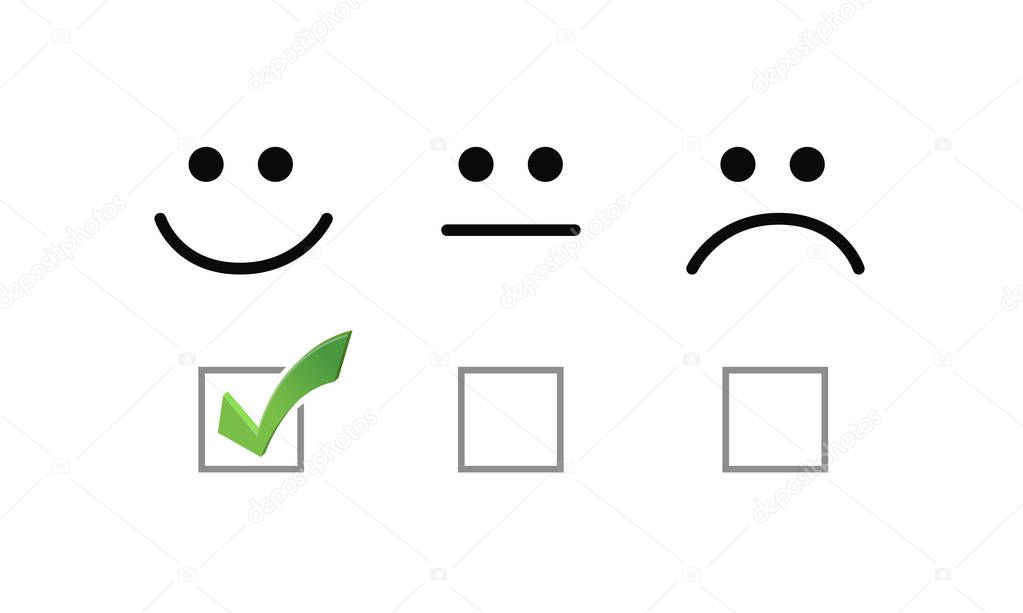 Smile check mark selection illustration options graphics. isolated over white
