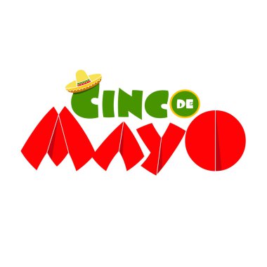 Cinco de Mayo kutlama tabelası qhite üzerinde izole