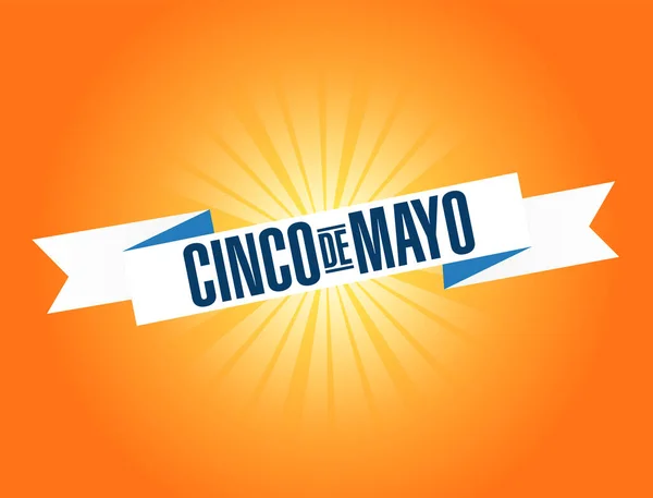 Cinco Mayo Traditional Fiesta Holiday Ribbon Isolated Orange Background — Stock Photo, Image