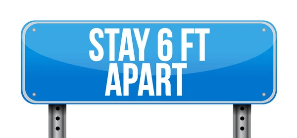 Stay 6Ft Apart Street Sign Ilustração Design Sobre Fundo Branco — Fotografia de Stock