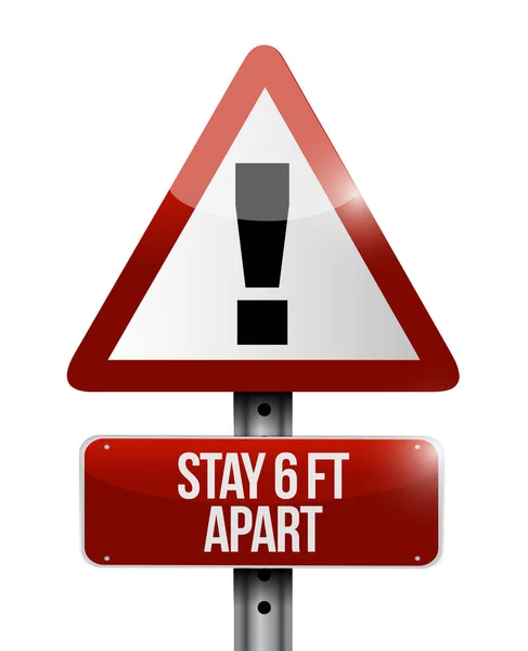 Stay 6Ft Apart Warning Street Sign Illustration Design White Background — Stock Photo, Image