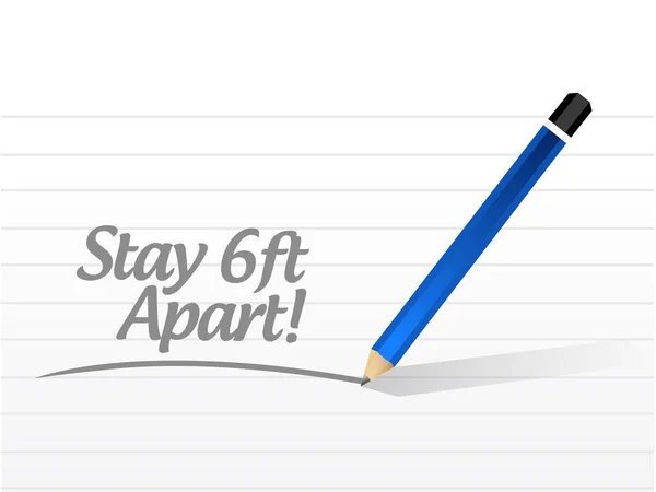 Stay 6Ft Apart Notepad Sign Illustration Design White Background Stock Image