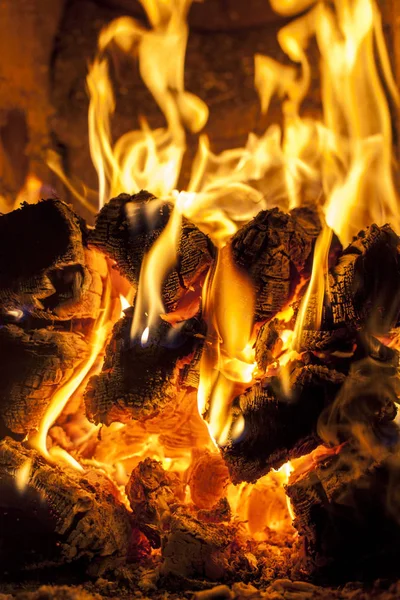 Bright flame in the firebox — Stock Photo, Image