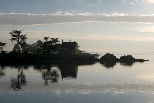 Západ slunce v Bretani (Morbihan), Francie. — Stock fotografie