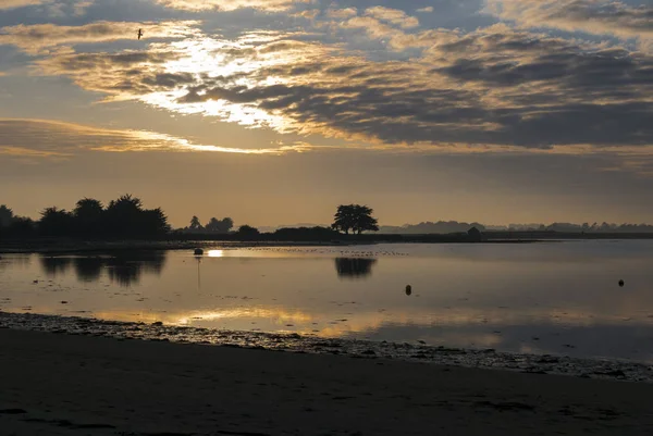 Günbatımı Brittany (Morbihan), Fransa. — Stok fotoğraf