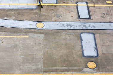 Miraflores Havzası 'ndaki yerde ve geçitte Panama Kanalı' nı kilitliyor. Panama Şehri, Panama 2014.