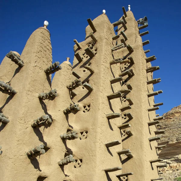 Mecset Dogons Land Sziklán Bandiagara Maliban Szerves Épület Természet — Stock Fotó