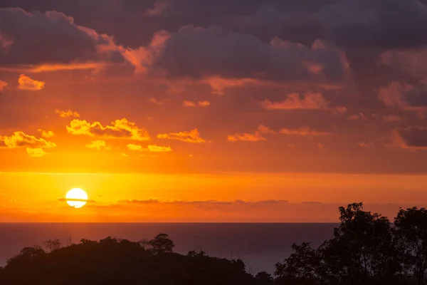 Dramatische Sonnenuntergangssonne Wolken Vom Strand Von Matapalo Costa Rica 2013 — Stockfoto