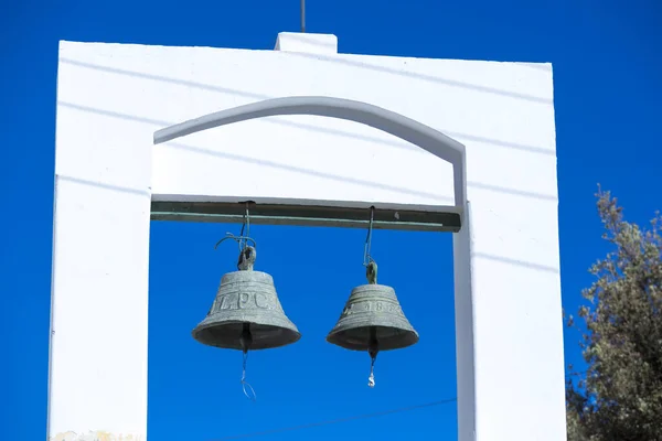 Details Two Small Church Bells Main Plaza Village Purmamarca Jujuy — Stock Photo, Image