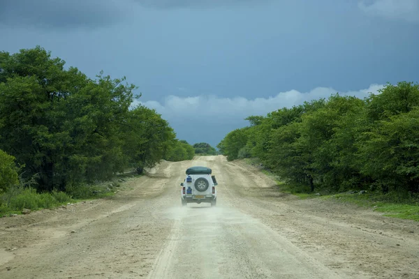 Maun Botswana Dec Rear View Fully Equiped 4X4 Car Driving — Stock Photo, Image