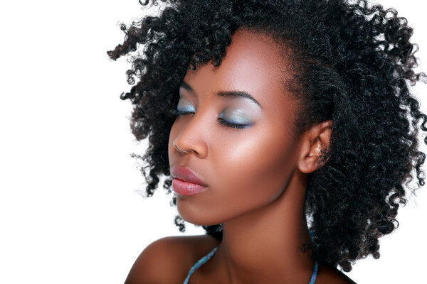 Stunning beautiful young african american woman with bright makeup