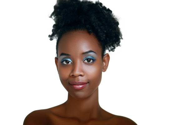 Stunning beautiful young african american woman with bright makeup