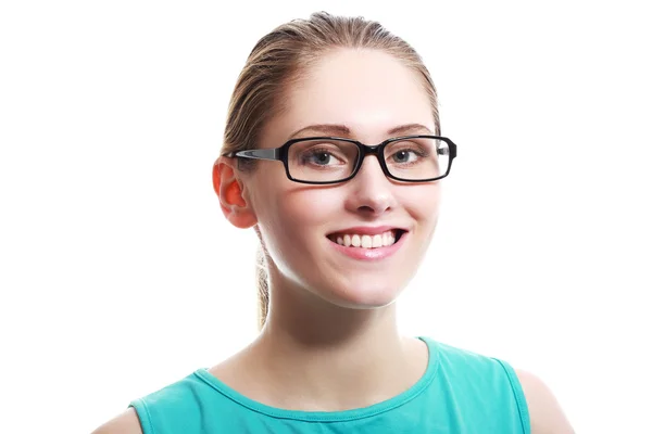 Blonde Frau mit Brille — Stockfoto