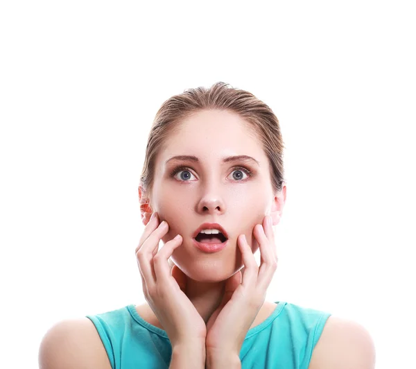 Young woman feeling surprised — Stock Photo, Image