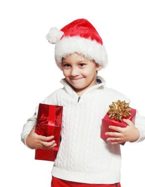 Kırmızı hediye kutuları çocukla