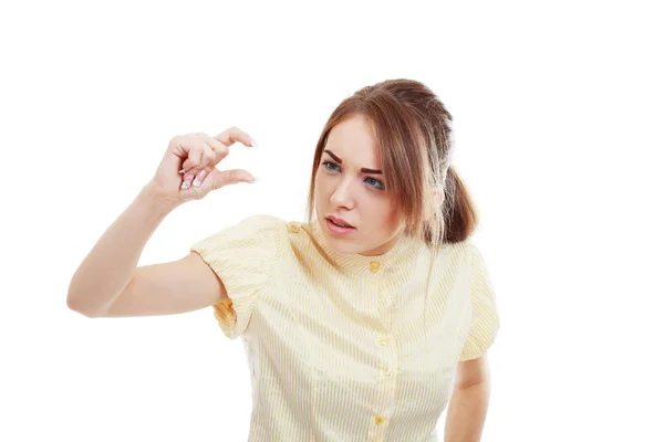 Woman showing something — Stock Photo, Image