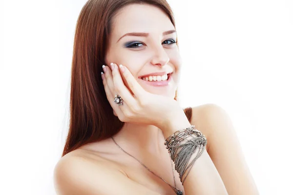Woman with chains bracelet — Stock Photo, Image