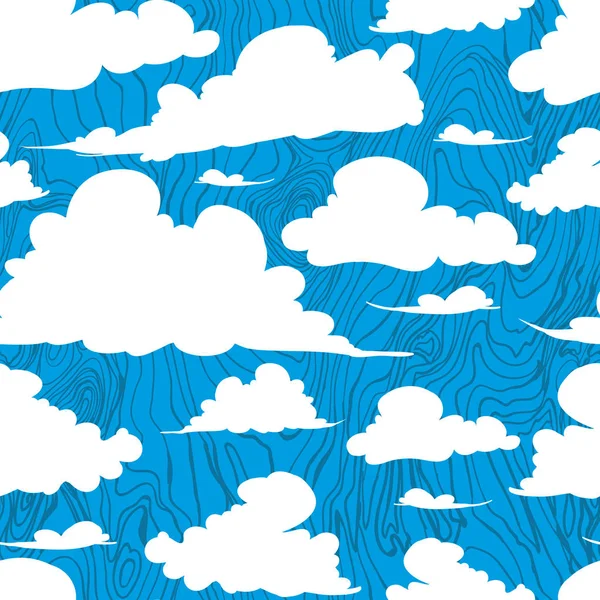 Nahtloses Muster. handbemalte handgemachte Wolken weiße Wolken auf blauem Hintergrund. — Stockfoto