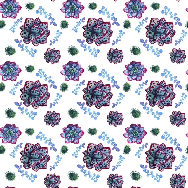 Watercolor seamless pattern texture - succulents plants clipart. Perfect for Wedding invitation, greeting card, postcard, poster, textile, print, cover etc