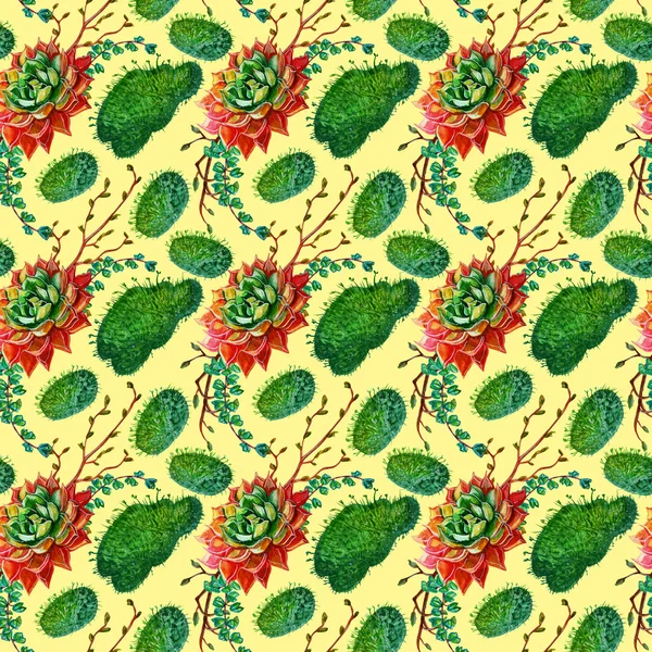 Watercolor seamless pattern texture - succulents plants clip art. Perfect for Wedding invitation, greeting card, postcard, poster, textile, print, cover etc