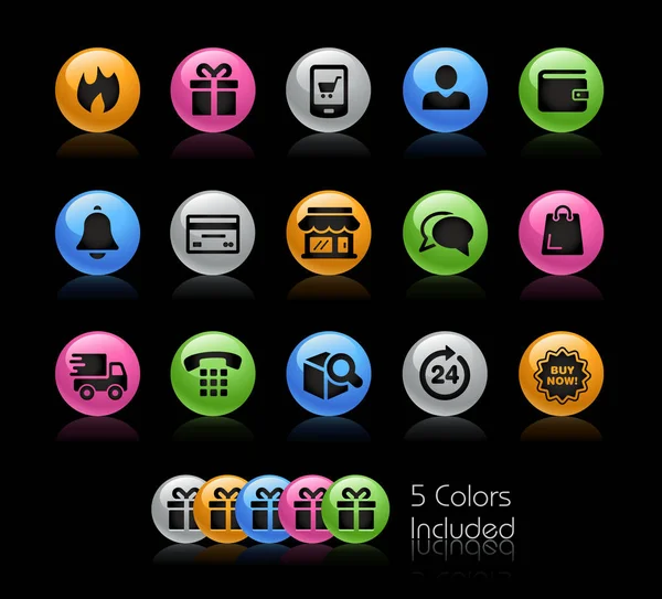 Zestaw ikon E-zakupy - seria Gelcolor — Wektor stockowy