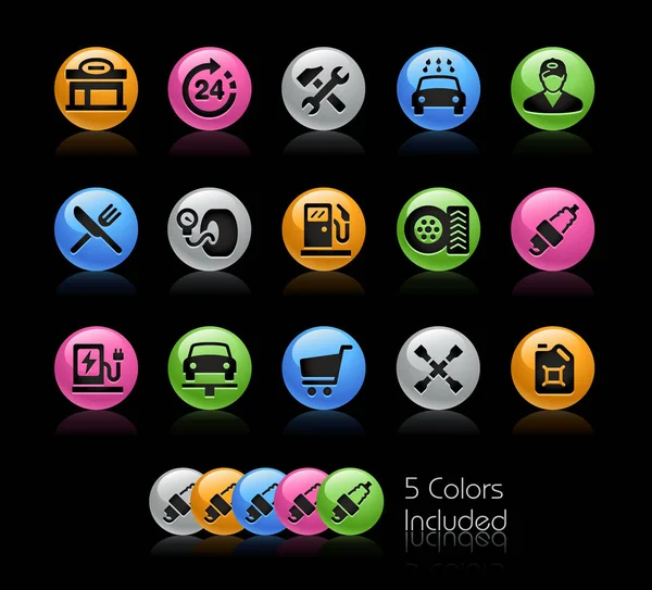 Gas Station Icon set - Gelcolor serie — Stockvector