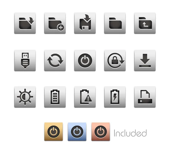 Icônes d'interface 3 - Série Metalbox — Image vectorielle