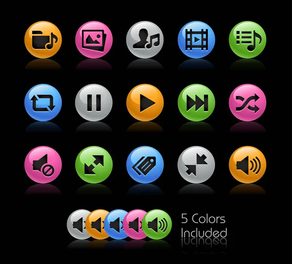 Media Player Icons - Gelcolor Series — Stock Vector