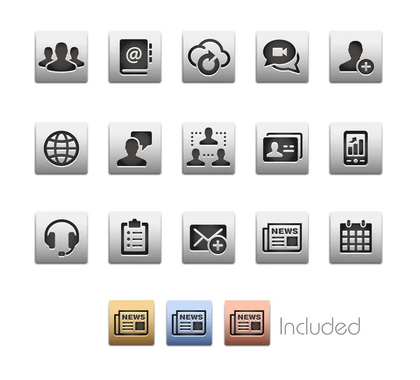 Conjunto de ícones de tecnologia de rede empresarial - Série Metalbox —  Vetores de Stock