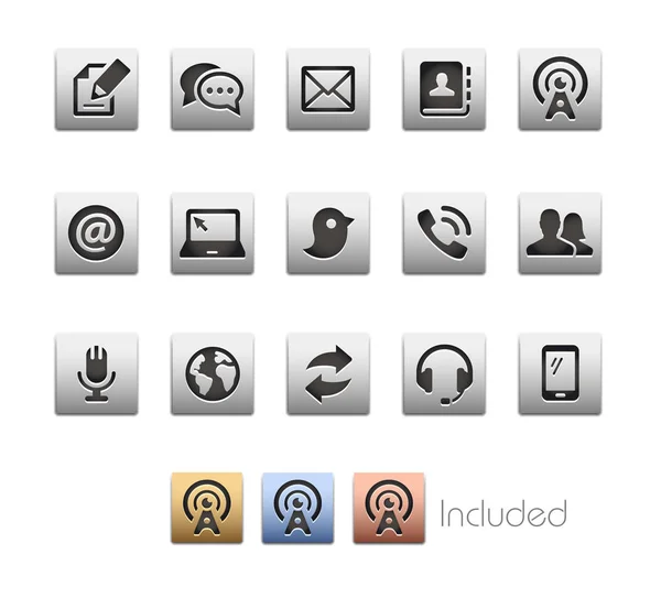 Iconos de comunicaciones - Serie Metalbox — Vector de stock