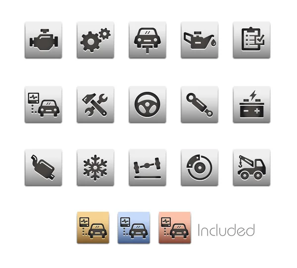 Iconos de servicios de automóviles - Serie Metalbox — Vector de stock