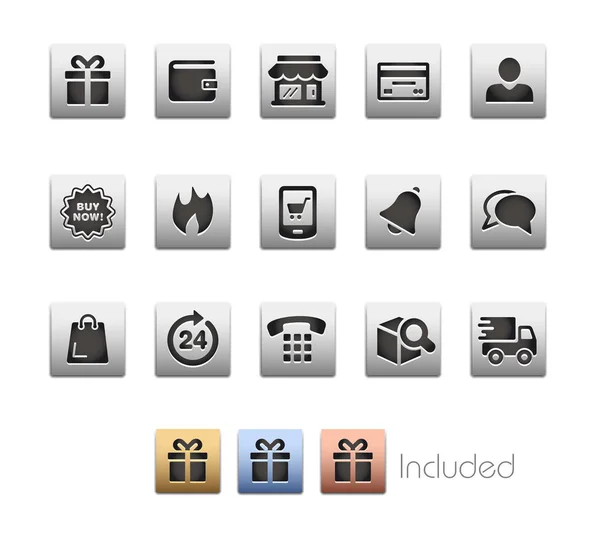 Sada E-Shopping ikon - Metalbox série — Stockový vektor