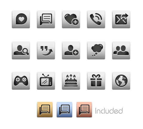 Sociale communicatie Icon set - Metalbox serie — Stockvector