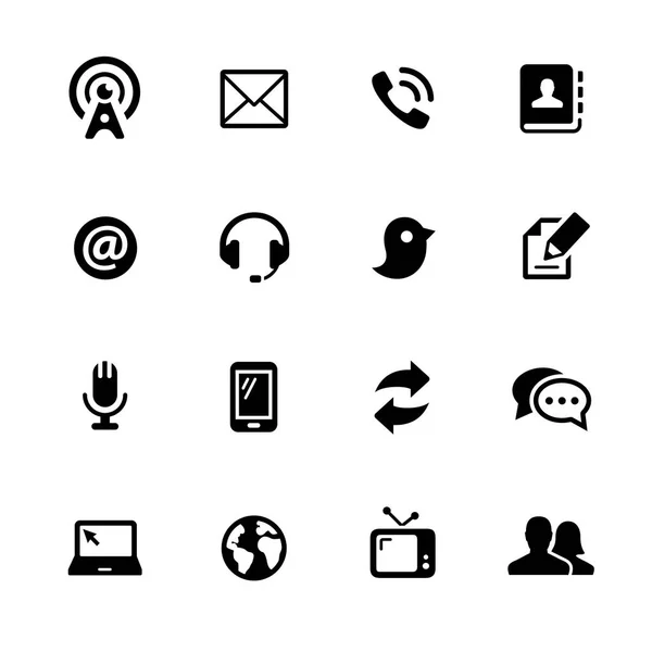 Iconos de Comunicaciones - - Serie Negro — Vector de stock