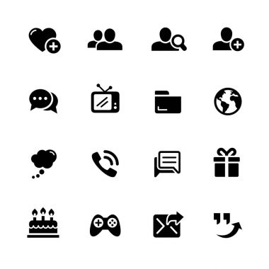 Social Communications Icons -- Black Series clipart