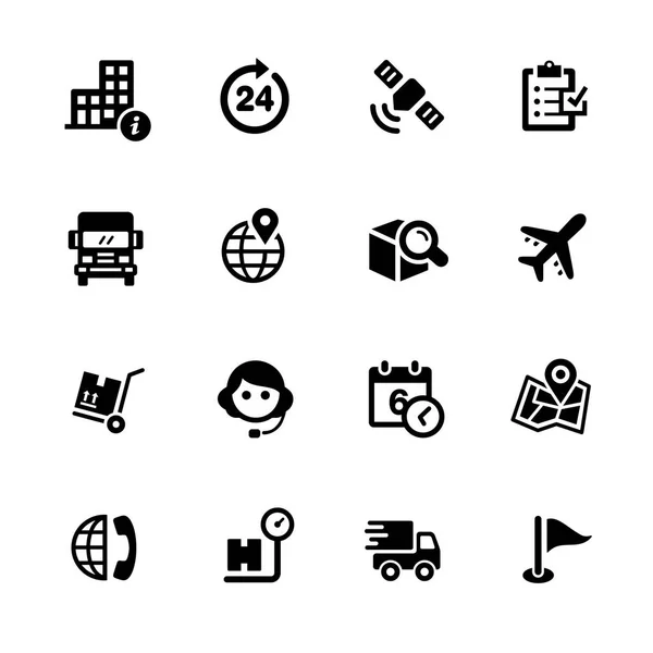 Iconos de envío y seguimiento - - Serie Negro — Vector de stock