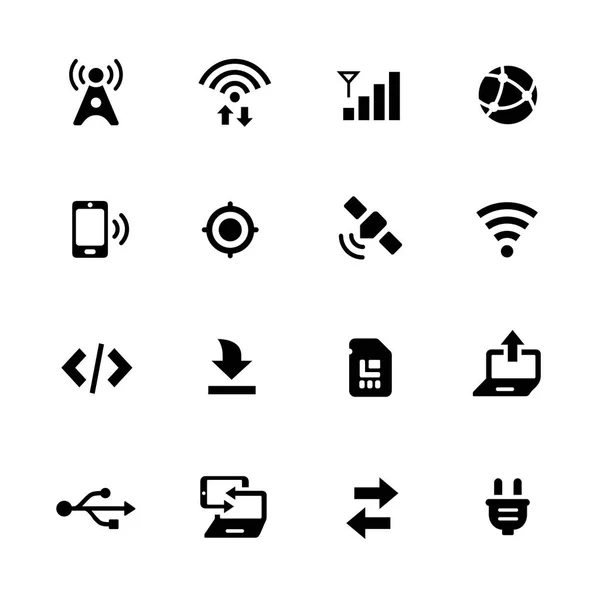 Konnektivitätssymbole -- schwarze Serie — Stockvektor