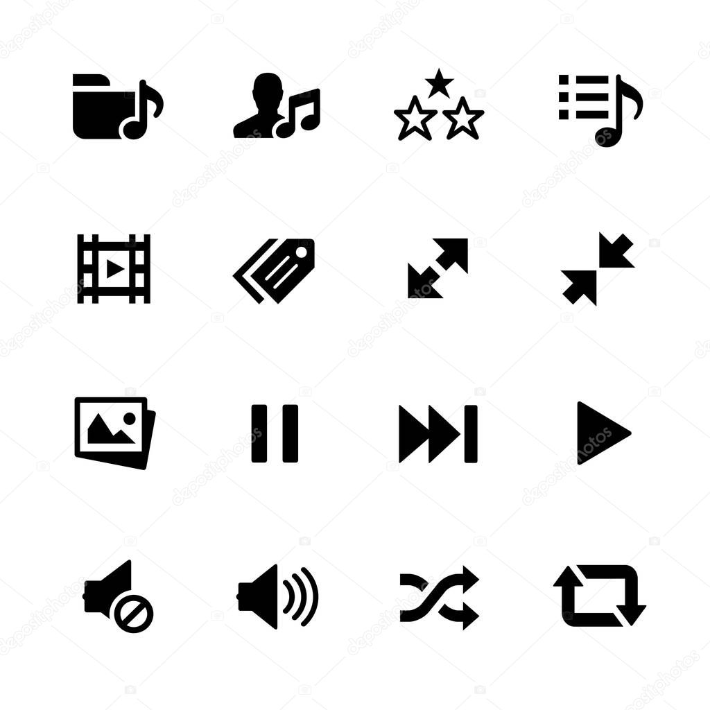 Media Player Icons -- Black Series