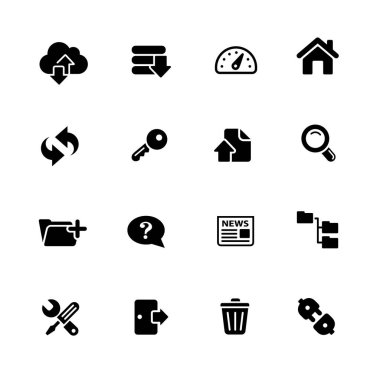 FTP & Simgeler / / Siyah Seriler Sunucusu - Web veya ortam projeleriniz için vektör siyah simgeleri.