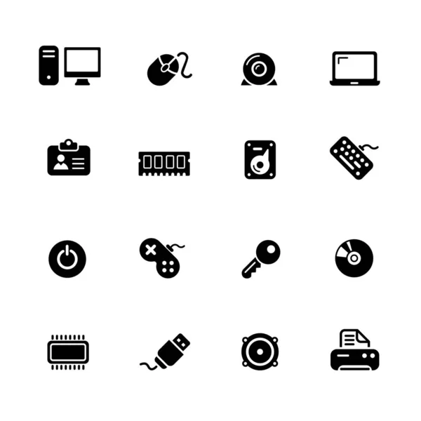 Ordenador Dispositivos Black Series Vector Iconos Negros Para Sus Proyectos — Archivo Imágenes Vectoriales