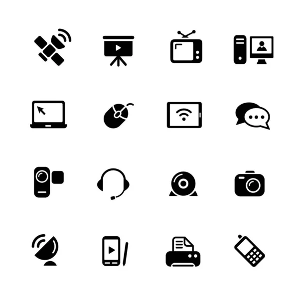 Icone Comunicazione Black Series Icone Nere Vettoriali Tuoi Progetti Web — Vettoriale Stock